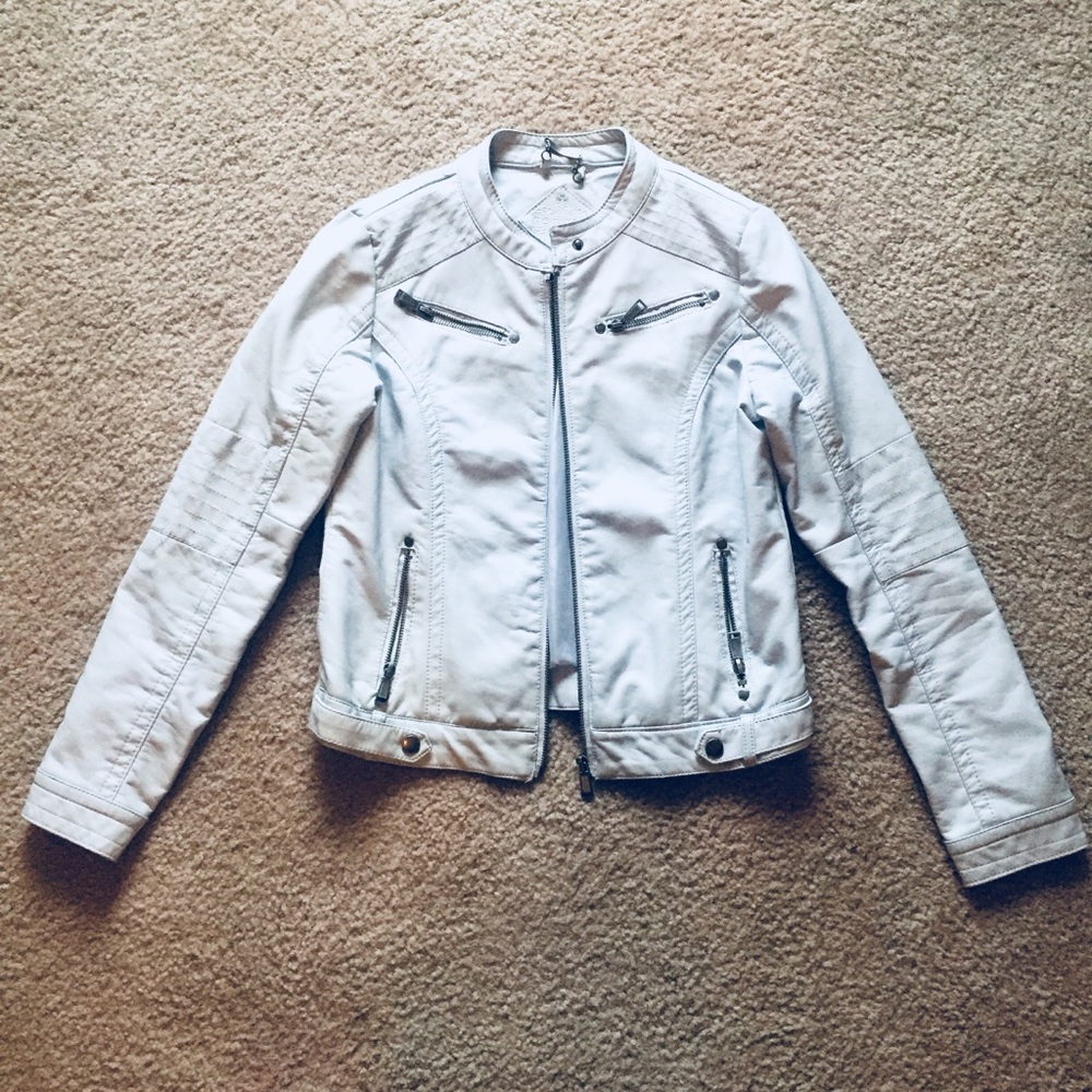 Jou Jou Baby Blue Faux Leather Jacket